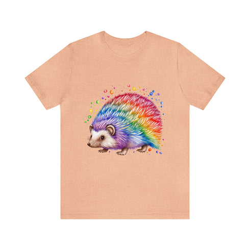 Rainbow Hedgehog - Short Sleeve Tee Heather Peach
